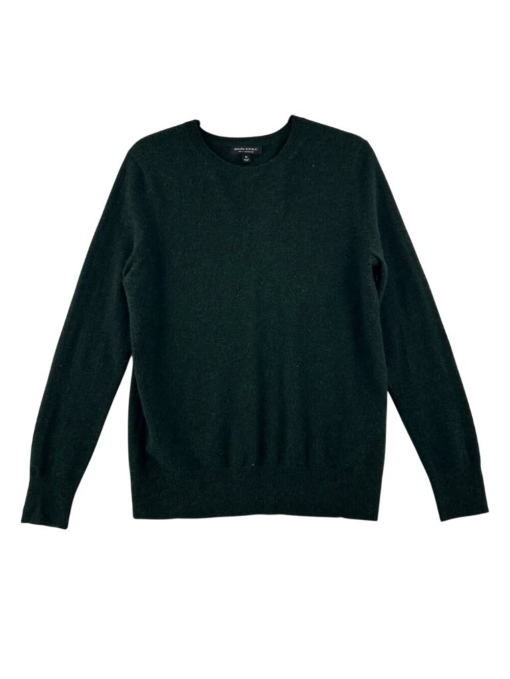 Banana Republic Sweater Men's Medium Dark Green 100% Cashmere Crewneck Knit